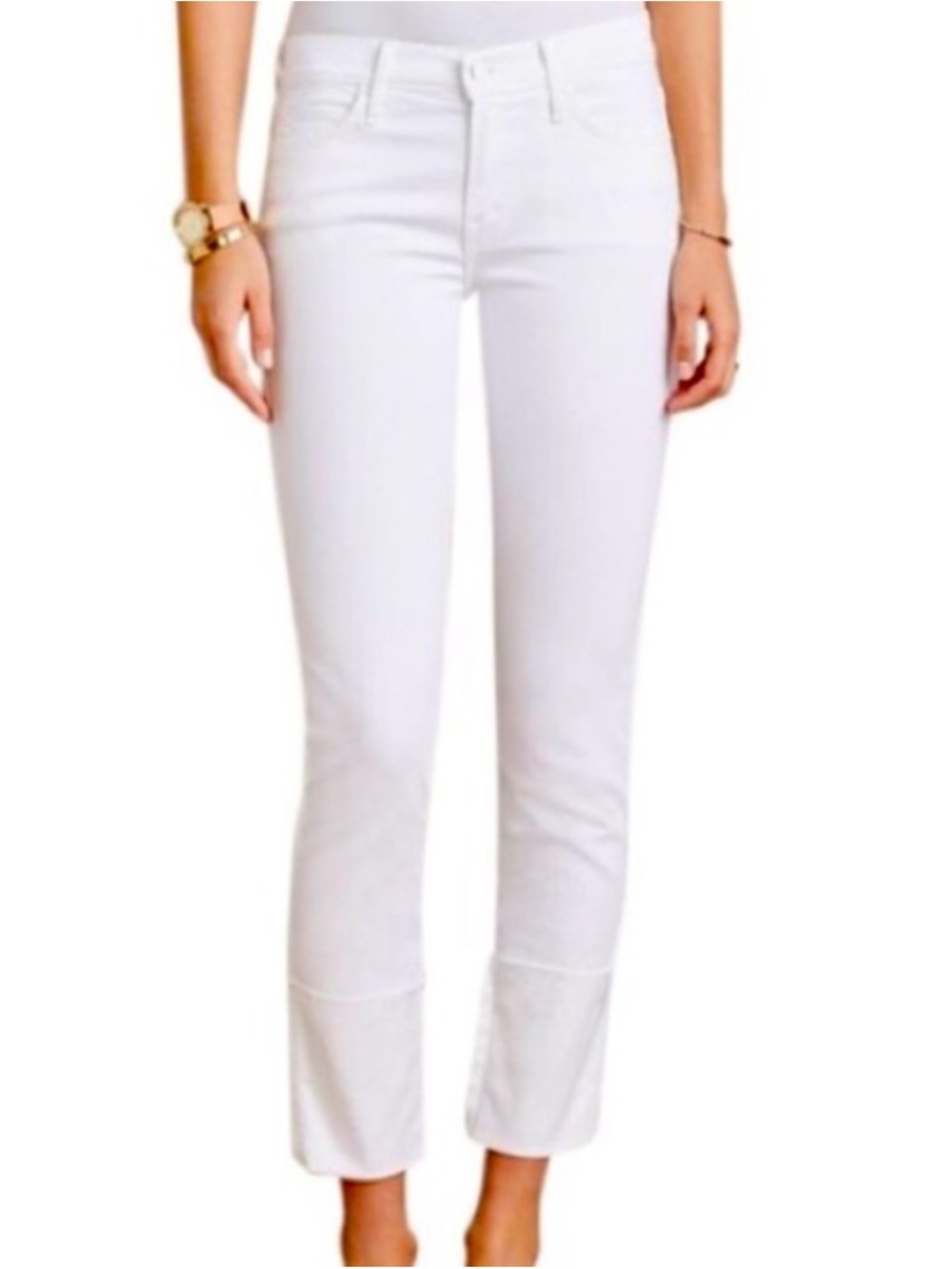 MOTHER Pony Boy Fray White Jeans